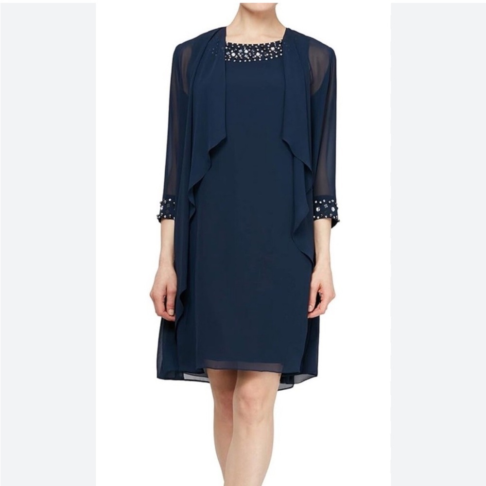 Ignite Evenings Elegant Navy Blue 2 Piece Formal Dress Size 18